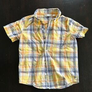 Janie and Jack Yellow and Blue Plaid Button Down Shirt